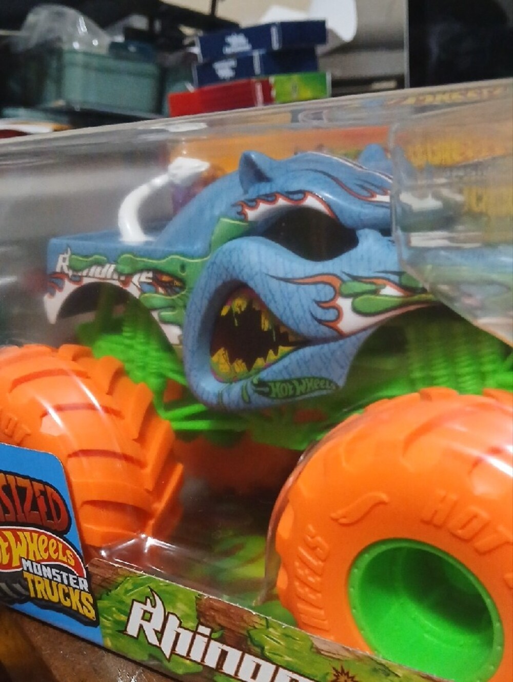 Hot Wheels Rhinomite Monster Truck Toy - Blue & Orange 1/24
